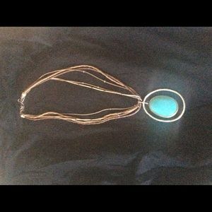 Turquoise leather cord necklace